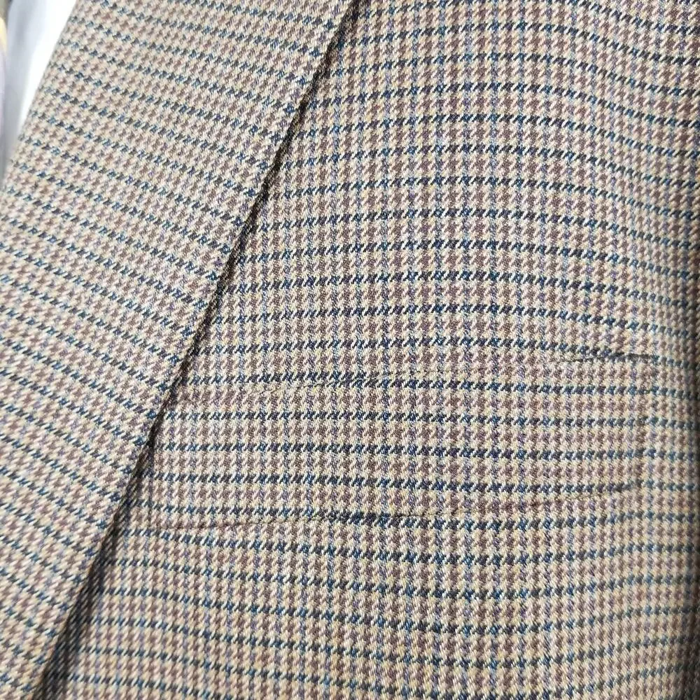 Chaps Blazer Mens 46R Brown Check Wool Sport Coat Jacket Two Button‎ Notch Lapel